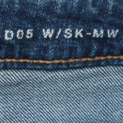 Pre Owned Saint Laurent Blue Distressed Denim Frayed Skinny Jeans M Waist 28"