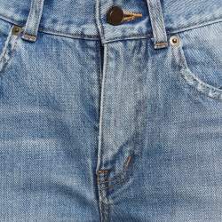 Pre Owned Saint Laurent Light Blue Ripped Denim Skinny Jeans M Waist 28"