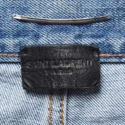 Pre Owned Saint Laurent Light Blue Ripped Denim Skinny Jeans M Waist 28"