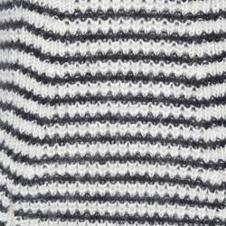 Saint Laurent White/Black Stripe Wool Blend Knit Hooded Sweater XS