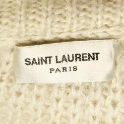 Saint Laurent White/Black Stripe Wool Blend Knit Hooded Sweater XS