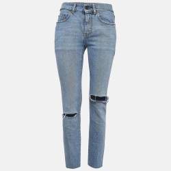 Saint Laurent Blue Ripped Denim Skinny Jeans M Waist 27"