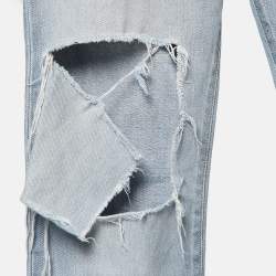 Pre Owned Saint Laurent Light Blue Ripped Denim Jeans M Waist 28"