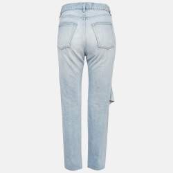 Pre Owned Saint Laurent Light Blue Ripped Denim Jeans M Waist 28"