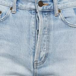 Pre Owned Saint Laurent Light Blue Ripped Denim Jeans M Waist 28"