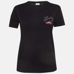 مملوكة مسبقًا Saint Laurent Black No Smocking Print Cotton T-Shirt XS