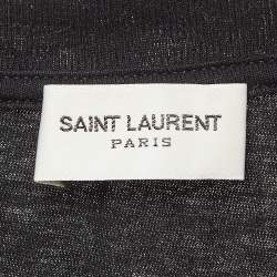 مملوكة مسبقًا Saint Laurent Black No Smocking Print Cotton T-Shirt XS