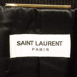 Pre Owned Saint Laurent Black Embellished Velvet Bomber Jacket S
