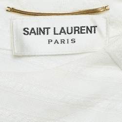 Pre Owned Saint Laurent Paris White Linen Blend Long Tent Dress M
