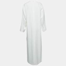 Pre Owned Saint Laurent Paris White Linen Blend Long Tent Dress M
