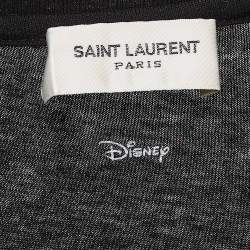 Saint Laurent Paris x Disney Black Mickey Mouse Print Cotton Knit Tshirt XS