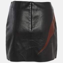 Saint Laurent Paris Black Flame Print Leather Mini Skirt M