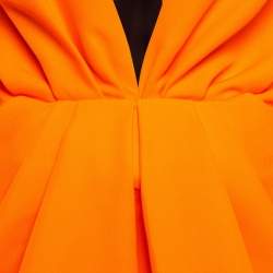 Pre Owned Saint Laurent Fluorescent Orange Gabardine Mini Dress M