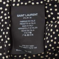 Pre Owned Saint Laurent Paris Black Dotted Print Silk Shirt M