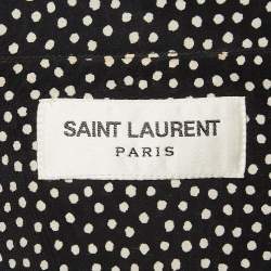 Pre Owned Saint Laurent Paris Black Dotted Print Silk Shirt M