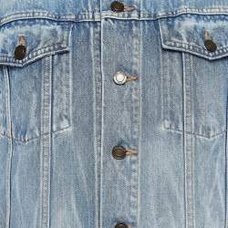 Pre Owned Saint Laurent Paris Blue Denim Applique Detail Jacket M