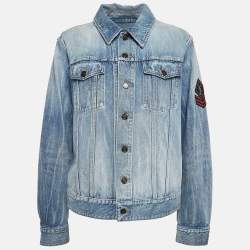 Pre Owned Saint Laurent Paris Blue Denim Applique Detail Jacket M