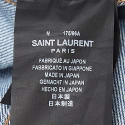 Pre Owned Saint Laurent Paris Blue Denim Applique Detail Jacket M