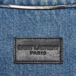 Pre Owned Saint Laurent Paris Blue Denim Applique Detail Jacket M