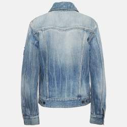 Pre Owned Saint Laurent Paris Blue Denim Applique Detail Jacket M