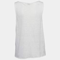 Pre Owned تانك توب سان لوران باريس قماش كتان أوف وايت مقاس صغير