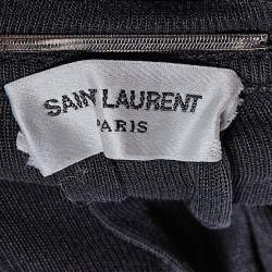 Pre Owned Saint Laurent Paris Grey Chain Pocket Silk Jersey T-Shirt M