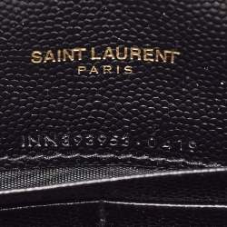 Saint Laurent Black Matelassé Leather Monogram Envelope Wallet on Chain