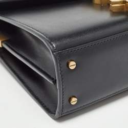 Saint Laurent Black Leather Mini Cassandra Top Handle Bag
