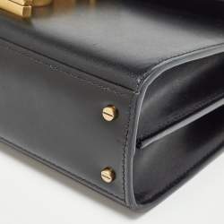 Saint Laurent Black Leather Mini Cassandra Top Handle Bag