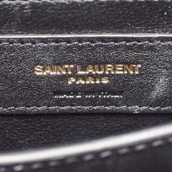 Saint Laurent Black Leather Mini Cassandra Top Handle Bag