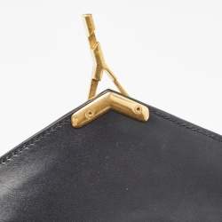 Saint Laurent Black Leather Mini Cassandra Top Handle Bag