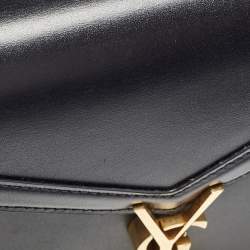 Saint Laurent Black Leather Mini Cassandra Top Handle Bag