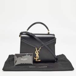 Saint Laurent Black Leather Mini Cassandra Top Handle Bag