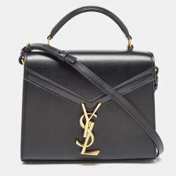 Saint Laurent Black Leather Mini Cassandra Top Handle Bag