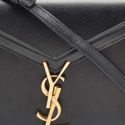Saint Laurent Black Leather Mini Cassandra Top Handle Bag