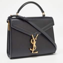 Saint Laurent Black Leather Mini Cassandra Top Handle Bag