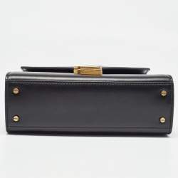 Saint Laurent Black Leather Mini Cassandra Top Handle Bag