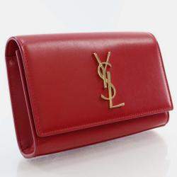 Saint Laurent Paris Red Leather Monogram Kate Belt Bag