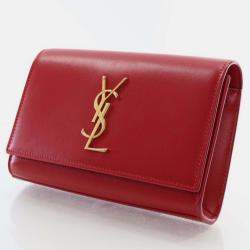 Saint Laurent Paris Red Leather Monogram Kate Belt Bag