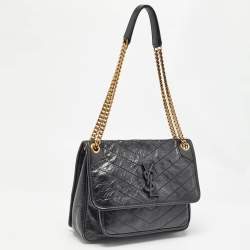 Saint Laurent Black Vintage Leather Medium Niki Shoulder Bag