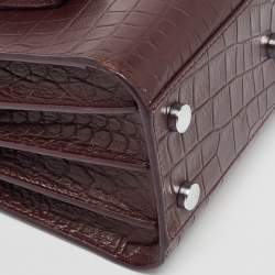 Pre Owned Saint Laurent Burgundy Croc Embossed Leather Nano Classic Sac De Jour Tote