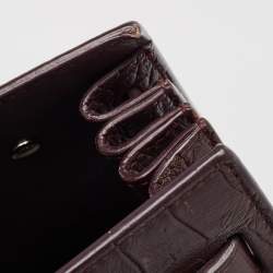 Pre Owned Saint Laurent Burgundy Croc Embossed Leather Nano Classic Sac De Jour Tote