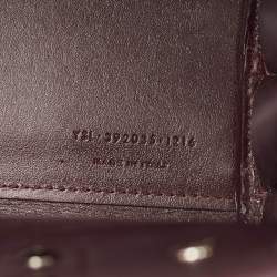 Pre Owned Saint Laurent Burgundy Croc Embossed Leather Nano Classic Sac De Jour Tote