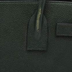 Saint Laurent Dark Green Leather Baby Classic Sac De Jour Tote