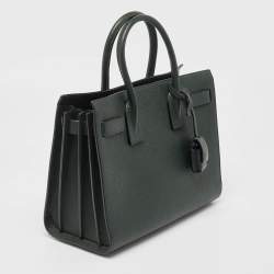 Saint Laurent Dark Green Leather Baby Classic Sac De Jour Tote