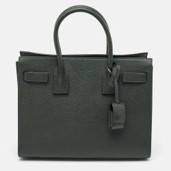 Saint Laurent Dark Green Leather Baby Classic Sac De Jour Tote