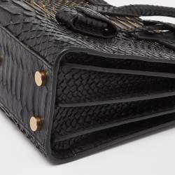 Saint Laurent Black/Gold Python Nano Classic Sac De Jour Tote