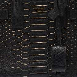 Saint Laurent Black/Gold Python Nano Classic Sac De Jour Tote