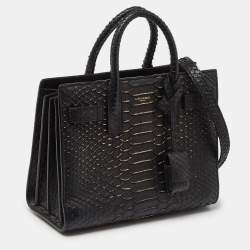 Saint Laurent Black/Gold Python Nano Classic Sac De Jour Tote
