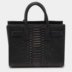 Saint Laurent Black/Gold Python Nano Classic Sac De Jour Tote